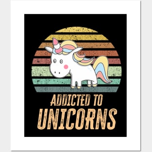 ✪ Addicted to Unicorns ✪ Awesome Cute Unicorn gift for kids, toddlers, and babies ✪ Retro Style Posters and Art